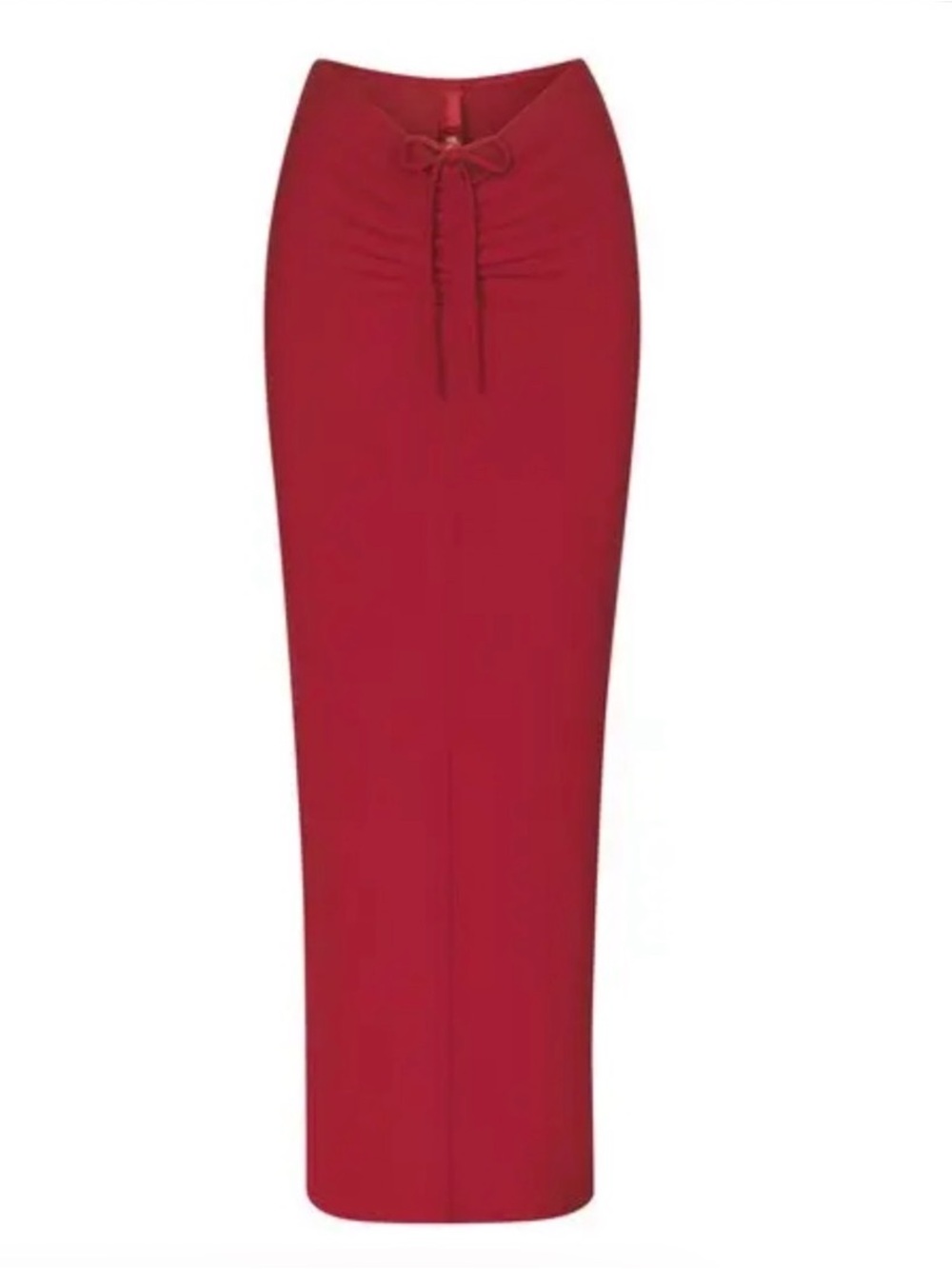 NWT SKIMS Soft Lounge Maxi Skirt Ruched Tie Size XXL